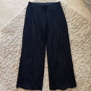 Isaac Mizrahi Live! Black Lace Wide Leg Ankle Pants